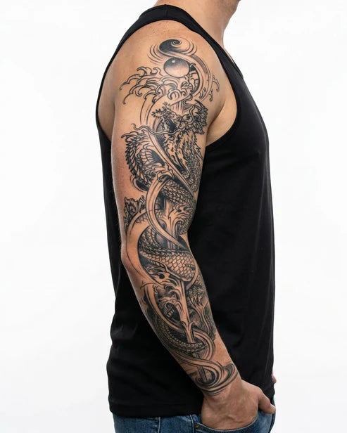 Twin Dragons & Yin Yang Sleeve